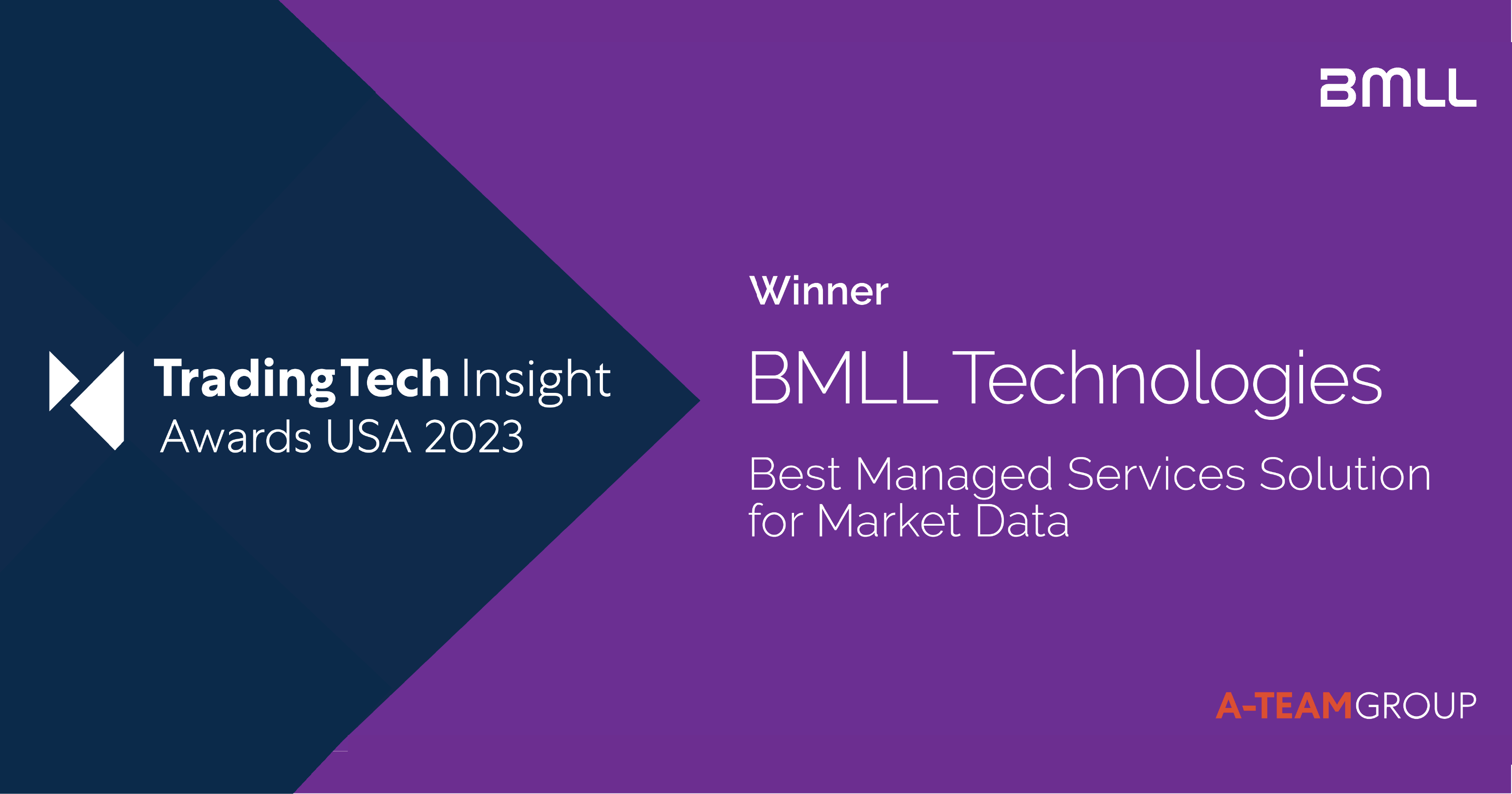 Photo for BMLL Wins ‘Best Managed Services Solution for Market Data’ at the TradingTech Insight USA Awards 2023 news story